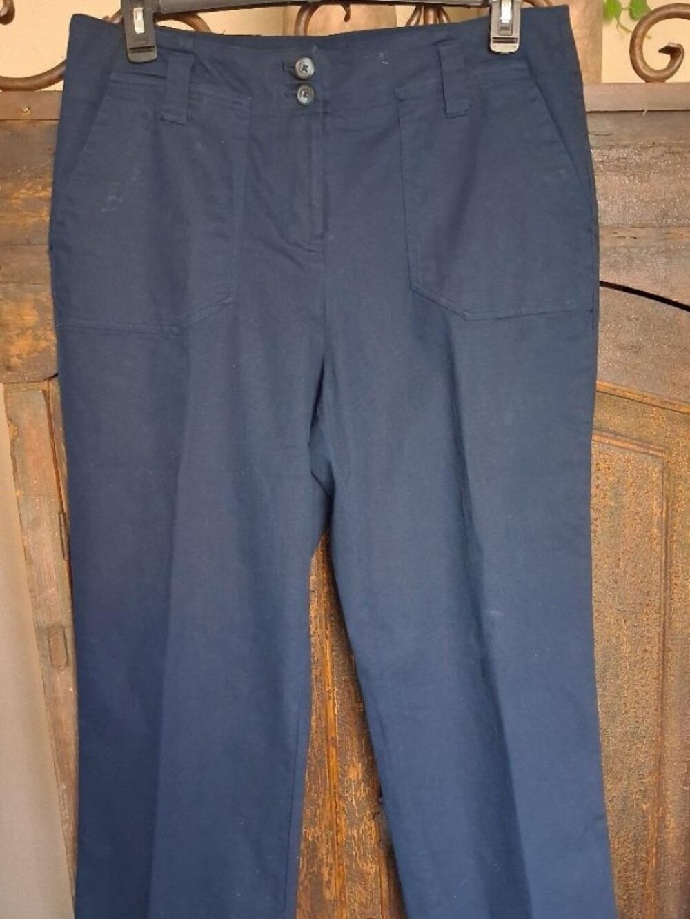 Nanette Nanette Lepore navy blue cotton cropped straight leg pants Size 16 NWOT